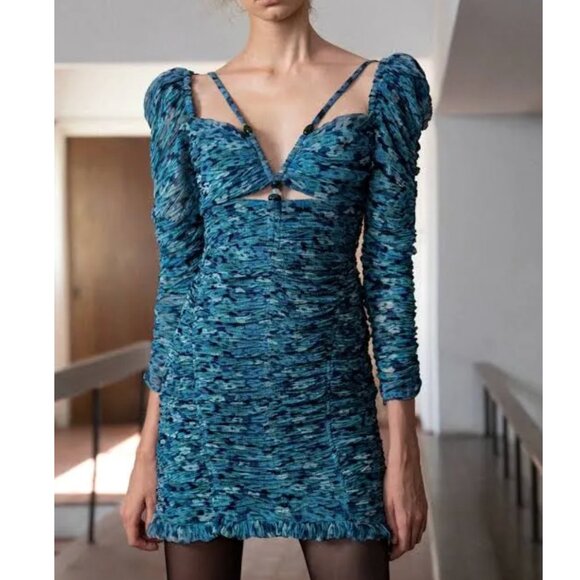 Free People Dresses & Skirts - Free People Sabina Musayev Dress Women  Chiffon Ruched Bodycon Mini Allison Sz L